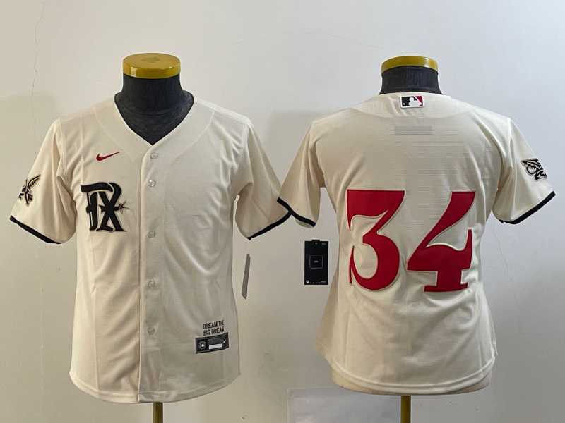 Women%27s Texas Rangers #34 Nolan Ryan Cream 2023 City Connect Stitched Baseball Jersey